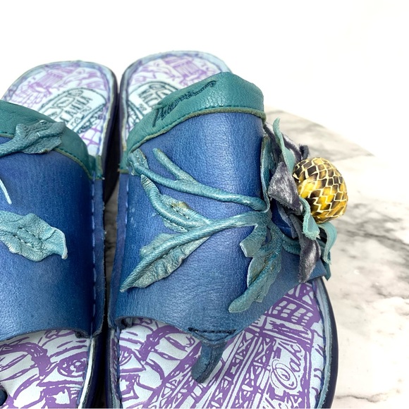 Macanna 3D Floral Mixed Media Print Leather Platform Sandals 7/37 Maximalist - Picture 9 of 16